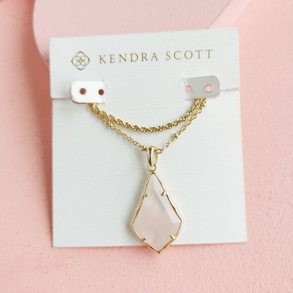 Kendra Scott - Faceted Alex Rose Quartz Gold Convertible Necklace - NEW - Picture 1 of 4